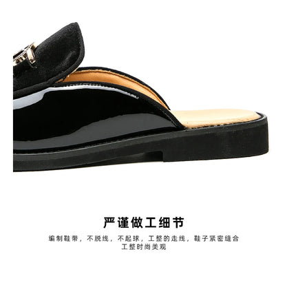 Scarpe casual in pelle da uomo Ciabatte nere di lusso Appartamenti di moda Pantofole da esterno traspiranti estive Mocassini slip on maschili firmati