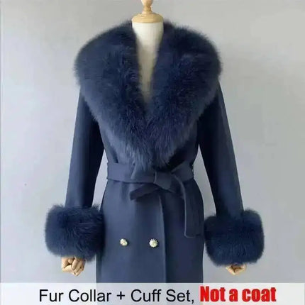 Real Fur Collar And Cuffs Set Winter Coat Accessories Women Fluffy Large Fur Shawl Neak Warm Fox Fur Scarf Furry Scarves Female