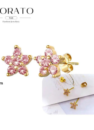 Lussuosa geometria 925 orecchio in argento sterling Ago rosa serie zircone orecchini a cerchio pendenti dolce moda regali di gioielli da sposa platinumshop