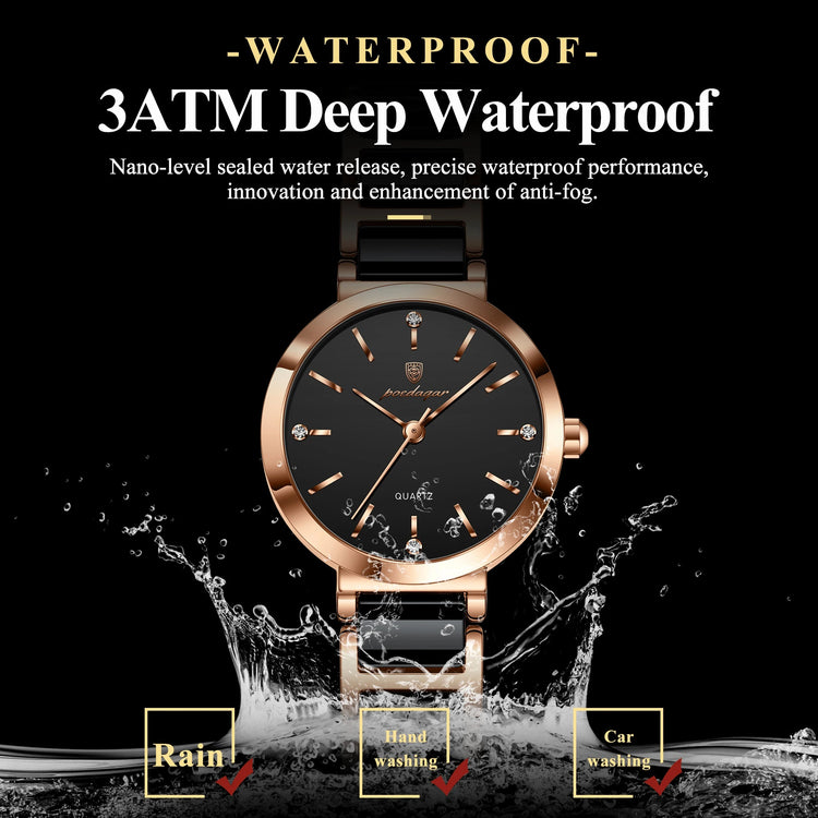 Orologio di lusso POEDAGAR Top Diamond per donna, orologio al quarzo da donna di alta qualità, impermeabile, in acciaio inossidabile, con scatola. platinumshop