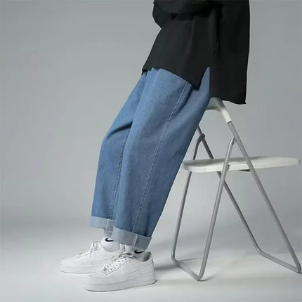 Jeans Men Wide Leg Cargo Pants Streetwear Baggy Men Korean Fashion Loose Straight Male Clothing Y2K Hip Hop Style Male Trousers PlatiNum