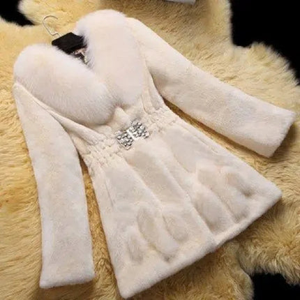 Oversize Women's Winter Plush Coat Female Thick Fur Warm Jackets 2024 New V-neck Faux Fur Collar Clothes Comfort Furry Coats