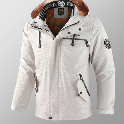 New Men's Trend Fashion Casual Windproof Waterproof Soft Shell Warm Coat Outdoor Sports Jogging Multi-Function Hooded Jacket