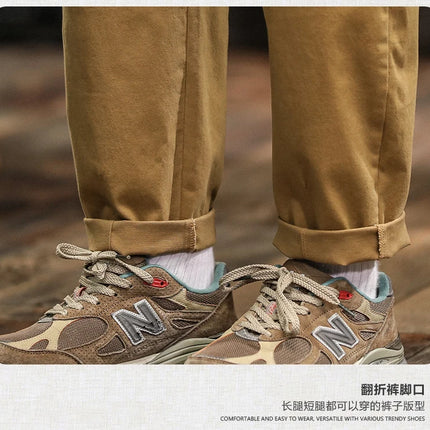 HIQOR Mens Clothing Spring Autumn Cargo Pants Man Cotton Casual Loose Trouser Belt Mid Waist Joggers Male Straight Baggy Pants