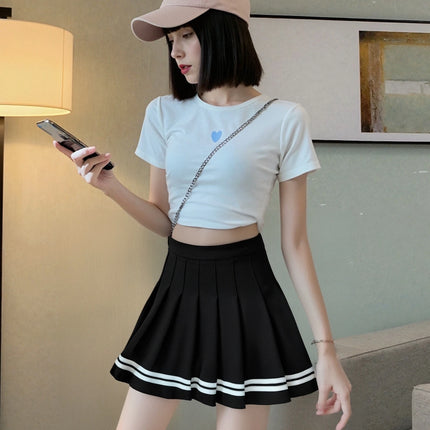 Mode im Preppy-Stil für Damen Faltenröcke 2025 Frühling Sommer neue A-Linie süßes kurzes Kleid Mädchen hoher Bund Patchwork-Rock Streetwear