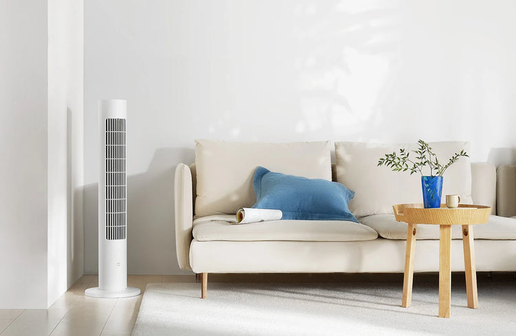Ventilatore a Torre MIJIA Smart DC a Frequenza Variabile 2a Generazione, 150 °   Ventilatori oscillanti da terra per ambienti, 4 velocità, 3 modalità, versione CN con adattatore