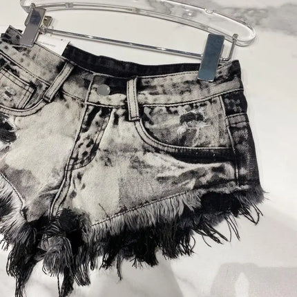 Pantaloncini di jeans Donna High Street Hotsweet Casual Vita bassa Bordi grezzi Fori A-line Stile coreano Y2k Pantaloncini estivi per ragazze piccanti