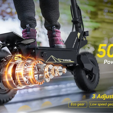 Monopattino elettrico OOTD T10, potenza di picco 900W, batteria 48V13AH, ruote da 11 pollici, monopattino portatile da città con luci a LED