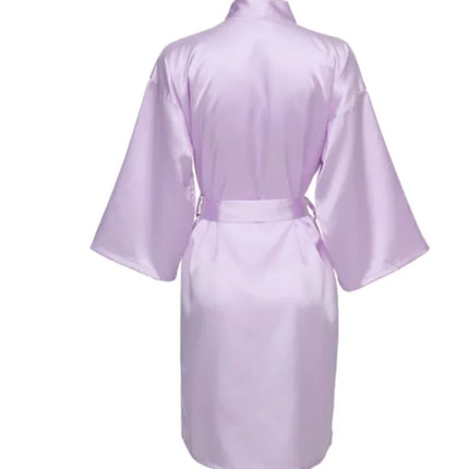 Vestaglia da notte in raso solido, elegante vestaglia da casa con scollo a V a mezza manica e cintura, pigiama da donna