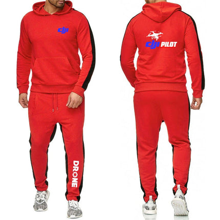 Dji Professional Pilot Drone Men's New Long Sleeve Hip Hop Harajuku Sport Comfortable Hoodies Casual Pant Two Piece Suit PlatiNum