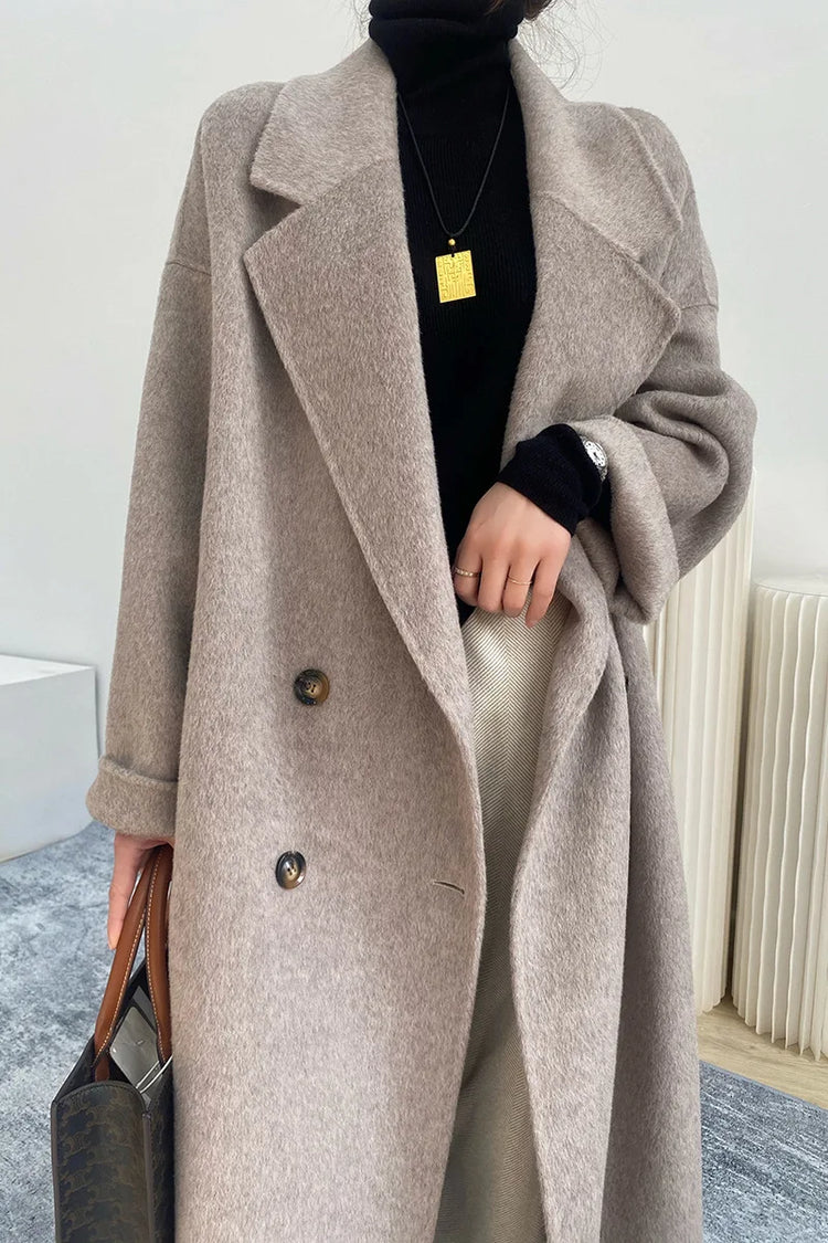 Women And Men Unisex Thicken Warm X-long Alpaca Woolen Overcoat Winter Cashmere Wool Maxi Loose Coat Oversize Cloak Outsize