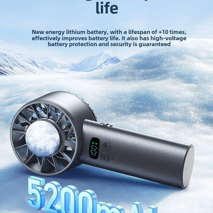 Ventilatore portatile USB ricaricabile con compressione di ghiaccio e raffreddamento ad alta velocità, mini ventilatore pieghevole per viaggi, campeggio, attività all'aperto
