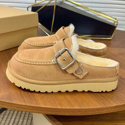 Tasman Winter Warm Wool Women's Tazz Classic Ultra Mini Platform Slippers Two-Way Wear Genuine Leather And Fur Snow Boots