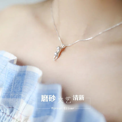 Popular 925 Sterling Silver Jewelry Fashion Simple Animal Cute Kitty Clavicle Chain Pendant Cat Necklaces XL003 PlatiNum