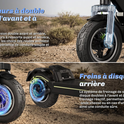 Monopattino Elettrico TODIMART D6 per Adulti, Pneumatici Fuoristrada da 10 Pollici, Autonomia 45-50KM, Batteria 48V 13AH, Motore 500W, Monopattino Elettrico Pieghevole, Doppi Freni e Sospensioni, 3 Modalità di Velocità