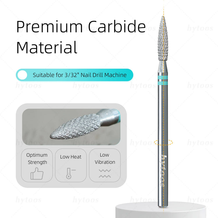 HYTOOS Diamond Cut Pro Nail Drill Bits Chrome Flame Russian Cuticle Bit for Electric Nail Drill Dead Skin Cleaner Nail Prep Tool