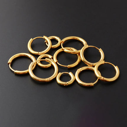 2 pezzi piccoli orecchini a cerchio piccoli Huggie in acciaio inossidabile per le donne cerchio rotondo punk unisex orecchini rock gioielli penetranti della cartilagine PlatiNum