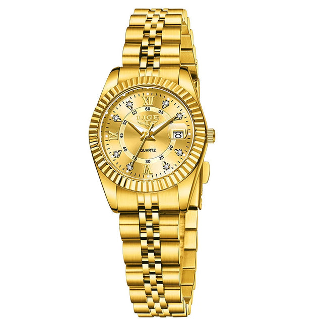 Orologio da Polso LIGE di Lusso con Strass per Donna, Cinturino in Acciaio Inossidabile, Movimento al Quarzo, Regalo, Reloj Mujer platinumshop