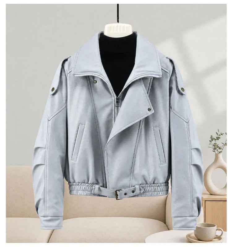 New Parkas Women Leather Jacket Big Fur Collar Tooling Cotton Jacket 2026 Winter Thicke Warm Cotton Padded Coat Female Outerwear
