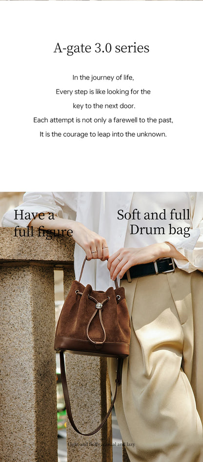 LA FESTIN Original New Women Bag Luxury Suede Bag Leather Handbag Winter Bags Fashion Shoulder Bag Bucket Bag Crossbody Bag