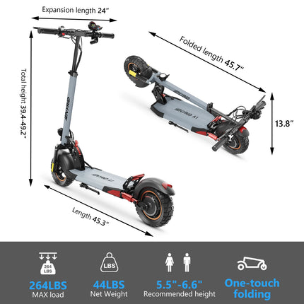 Monopattino Elettrico Pieghevole IENYRID A1 800W/48V/12.5 AH, Velocità Massima 45KM/h, Autonomia 20-30KM, E-Scooter Urbano per Adulti