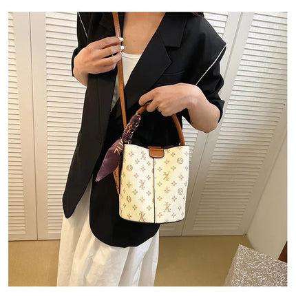 Advanced fashion bag for women 2025 new casual women's bag, large capacity bucket bag, shoulder bag, diagonal cross bag PlatiNum