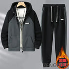 Big size thick hoodie set for men autumn winter casual plus size cardigan jacket hooded two-piece set 170kg 11xl suits for men