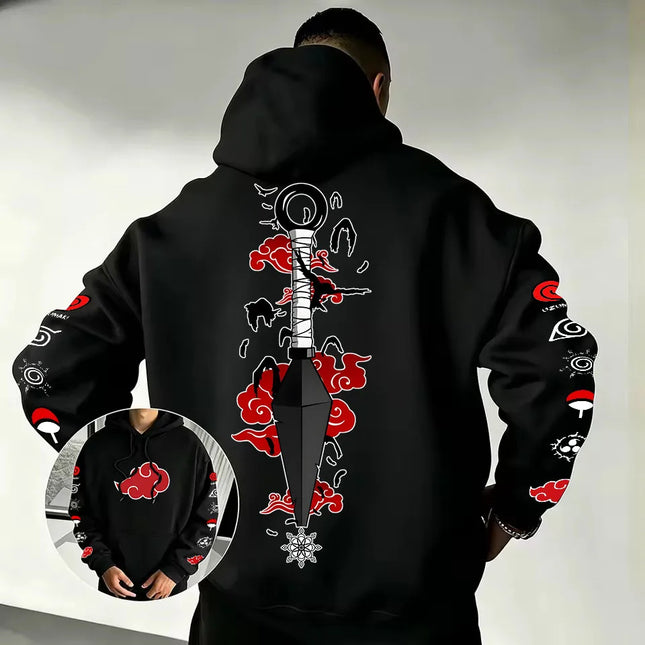 Naruto Akatsuki Kunai Hoodie 2026 New Japanese Anime Fashion Y2K Casual Sportswear Men's Couple Style Hooded Sweatshirt