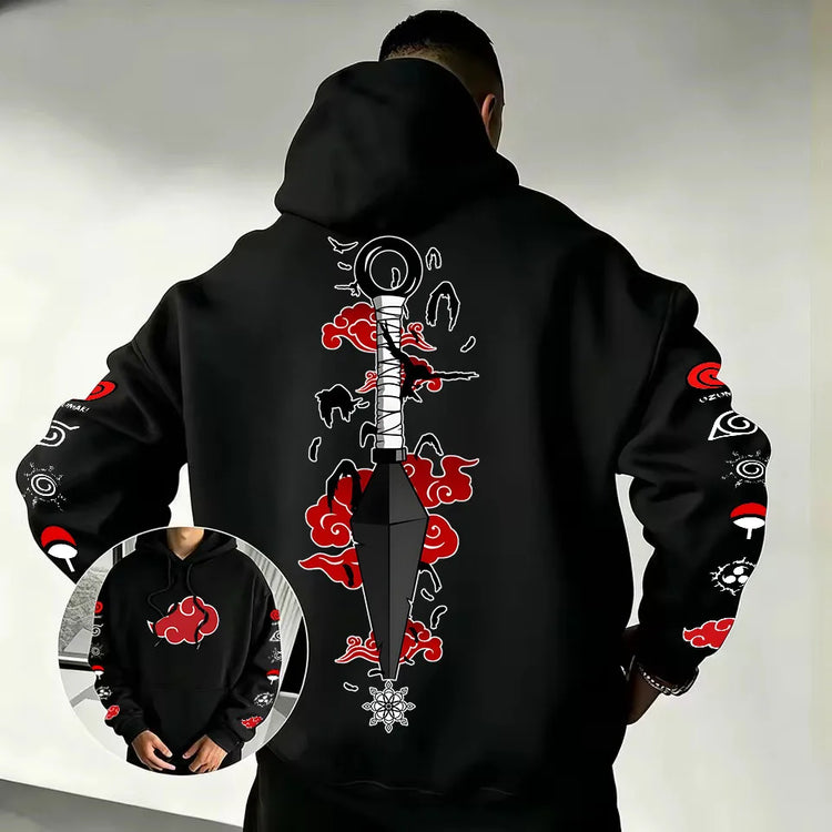 Naruto Akatsuki Kunai Hoodie 2026 New Japanese Anime Fashion Y2K Casual Sportswear Men's Couple Style Hooded Sweatshirt