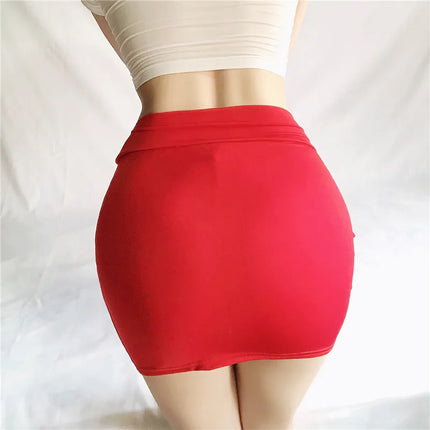 Minigonna attillata sottile sexy senza fodera Tinta unita Gonna corta trasparente per sollevamento fianchi a vita bassa Clubwear da donna