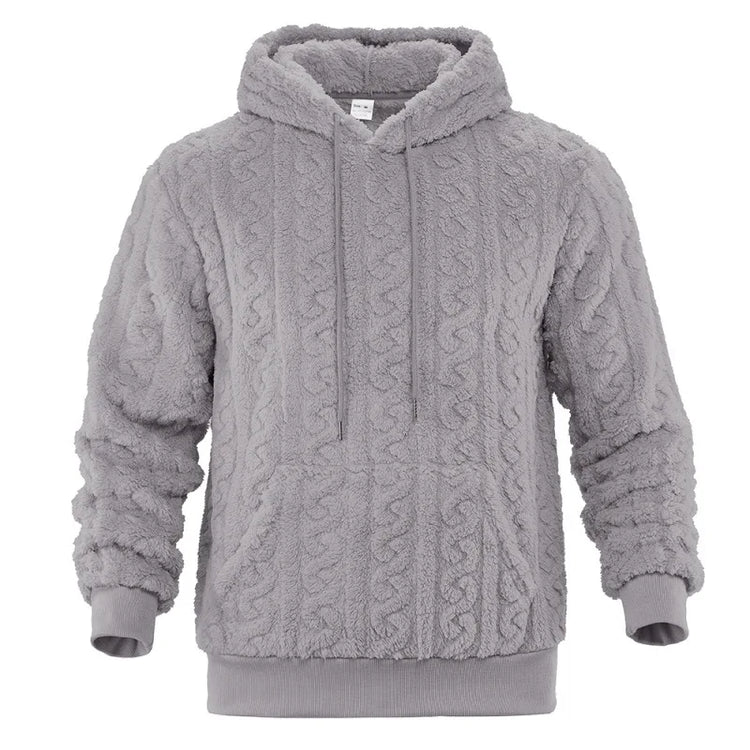 Cross-border Loose Men's Winter Retro Warm Double-Sided Velvet Casual Trend Hooded Pocket High Street Sweater