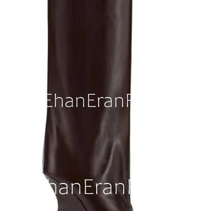 2025Ladies' Spring and Summer New Fish Mouth Slope High Heel Knee Boots, Fashionable Pointed Fashion Show Medium Cool Boots PlatiNum