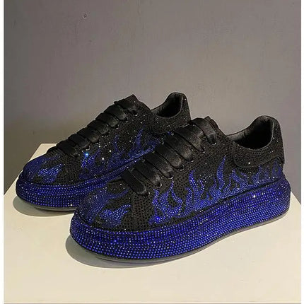 New Luxury Charming Men Showy Rhinestone Casual High Top Shoes Flats Male Designer Prom Sneakers Loafers Shoes Zapatos Hombre