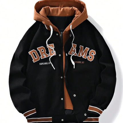 Men's Autumn New Brand All-match Student Letter Hooded Jacket Trendy Women High Quality Varsity Baseball Uniform Jacket