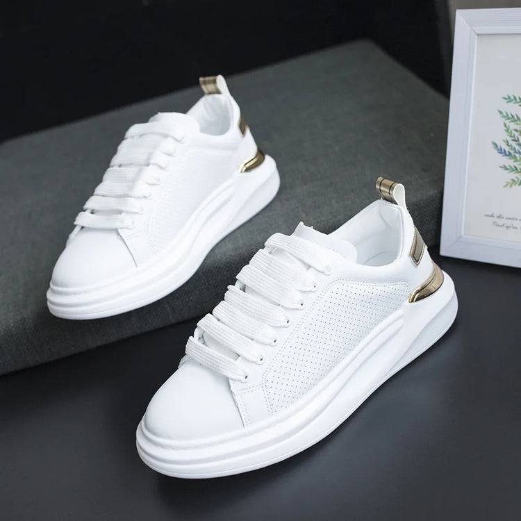 New autumn white shoes, men's sports shoes, couple's casual shoes, thick-soled sneakers, tennis shoes, women's running shoes