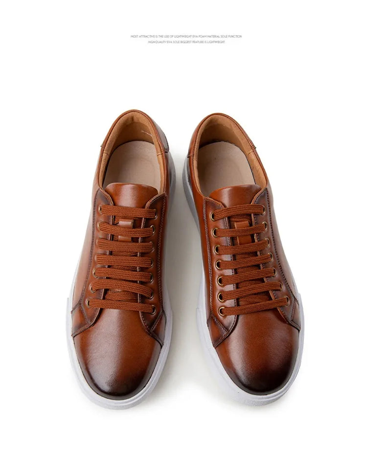 Plus Size 49 Trendy Men Leather Casual Shoes Soft Outdoor Sneakers Comfortable Lightweight Flat Shoes Classic Social Board Shoes