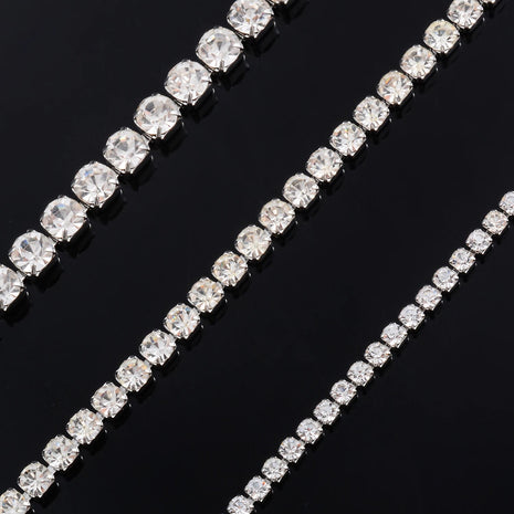 2mm/3mm/4mm Collana a catena in cristallo lucido con zirconi cubici in acciaio inossidabile Colore argento/oro Gioielli da donna Regalo Accessori fai da te PlatiNum