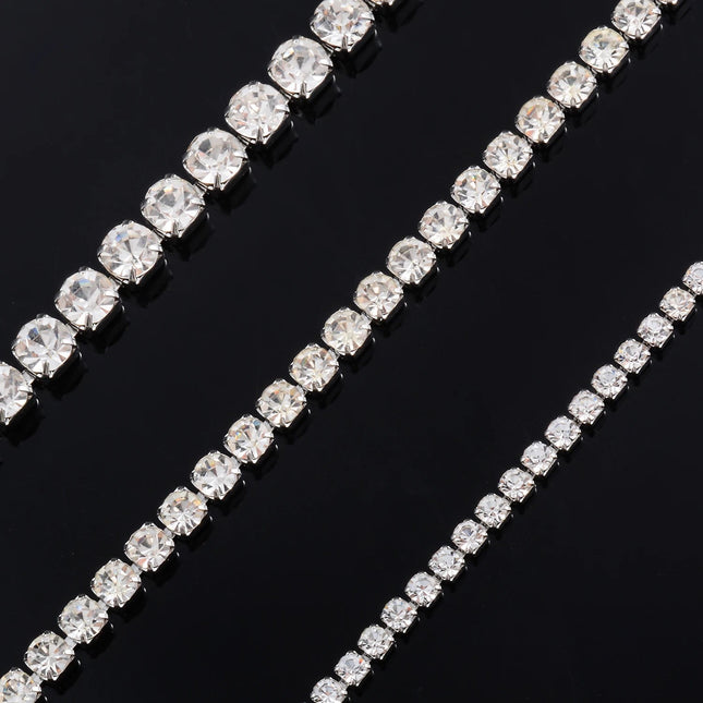 2mm/3mm/4mm Collana a catena in cristallo lucido con zirconi cubici in acciaio inossidabile Colore argento/oro Gioielli da donna Regalo Accessori fai da te PlatiNum