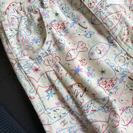 American ins graffiti jeans a fiori stampati completi da donna primavera ed estate nuovo design alla moda pantaloni larghi a vita alta