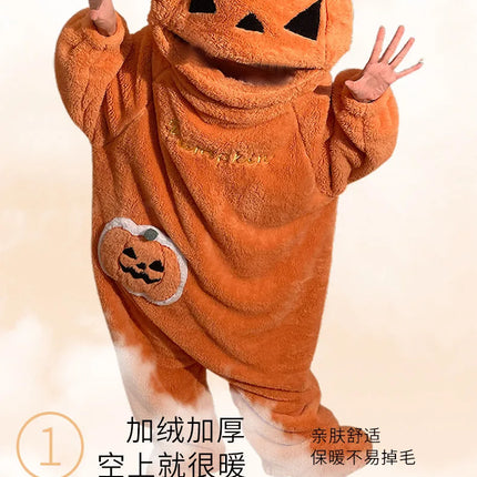 Cartoon Animal One‑Piece Pajamas Soft Coral Fleece Plush Jumpsuit Warm Loungewear For Home Sleepwear Theme Party Costume