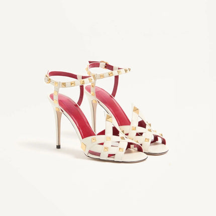 Sandali da donna con tacco alto e punta tonda, con rivetti e design a bocca di pesce, estivi 2026, alla moda, per feste, taglie forti platinumshop