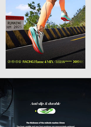 361 Degrees Flame 4.0 MIX Men Running Shoes Carbon Plate Racing Marathon Stable Rebound Wear-resistant Male Sneakers 672512204 PlatiNum
