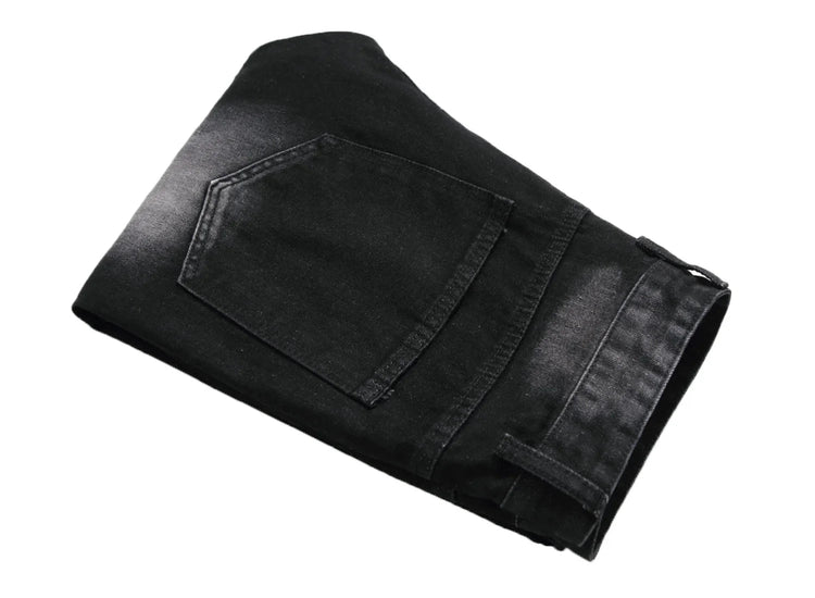 Casual Men's Light Blue Denim Jeans Ripped Straight Leg Slim Fit Non-Elastic Torn Casual Style Chinese Production PlatiNum