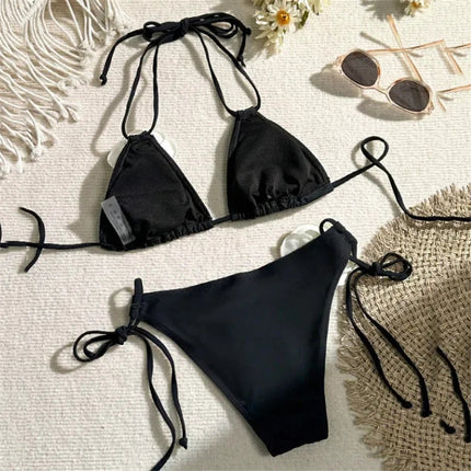 Costume da Bagno Sexy con Fiori e Fascia, Bikini a Perizoma 2025, Costumi da Bagno Donna con Lacci, Set Bikini Brasiliano, Biquini Mujer platinumshop