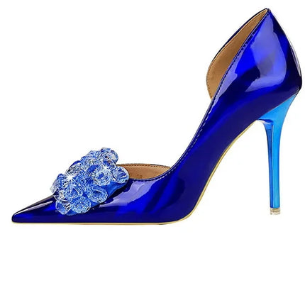 BIGTREE Scarpe con fiocco in strass Décolleté da donna Scarpe da banchetto di lusso Tacchi alti sexy Scarpe da festa con tacco a spillo da donna di grandi dimensioni 41 42 43