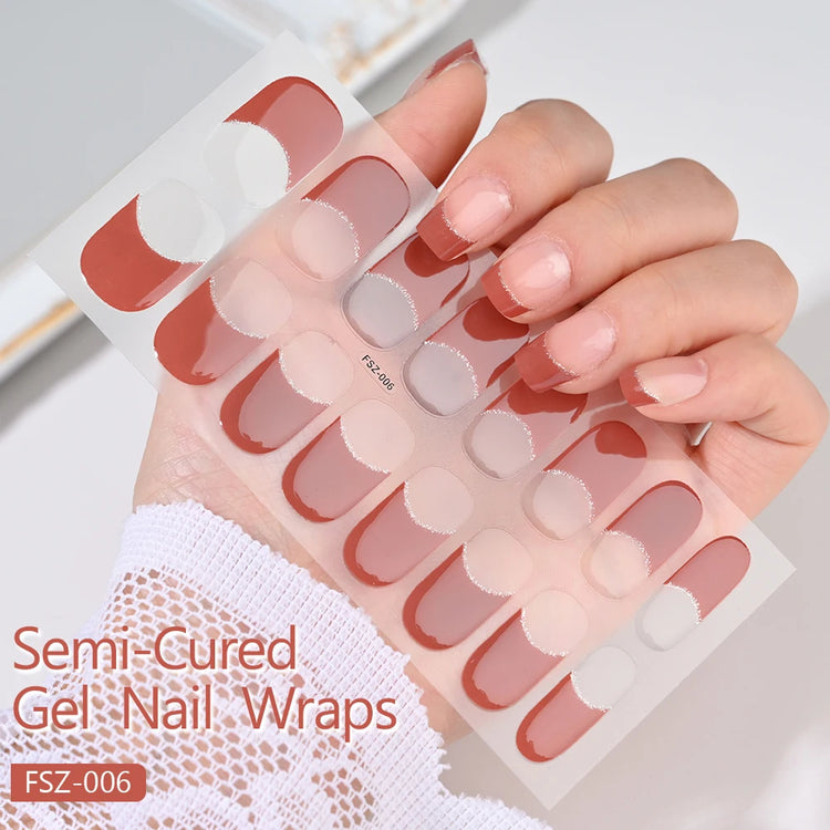 Semi Cured Wraps Fast Gel Nail Sticker Soild Nail Gel Wraps Adhesive Full Cover Gel Nail Decal UV Lamp Cured Manicure Decoration2028
