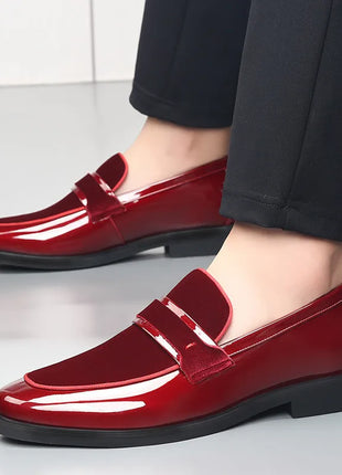 Nuove Scarpe da Cerimonia di Lusso per Uomo, Mocassini Rossi in Pelle Scamosciata, Calzature Formali Eleganti, Zapatos Hombre