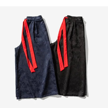 Pantaloni da uomo Kimono allentato Samurai Pantaloni con stampa floreale scura Stile giapponese Pantaloni larghi casual alla moda comodi Taglie forti 3XL