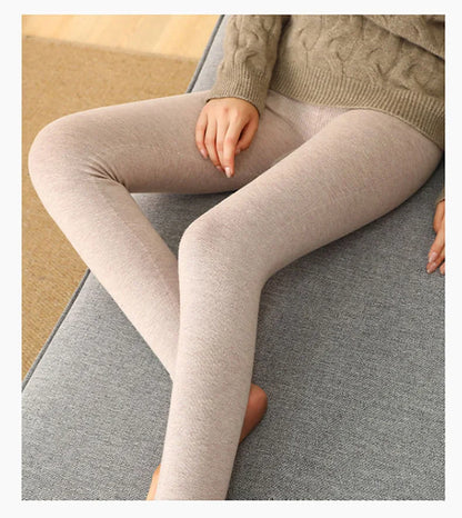 Adult Winter Thermal Thickened High-Waist Wool Leggings Pure Wool Base Layer Knit Pants Thigh-High Tights for Autumn