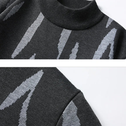 New Mens Sweater Fashion Knitted Fleece Lined Pullover Men's Autumn Winter Clothes Elegant Luxury Brand Fashion Knitted Sweaters